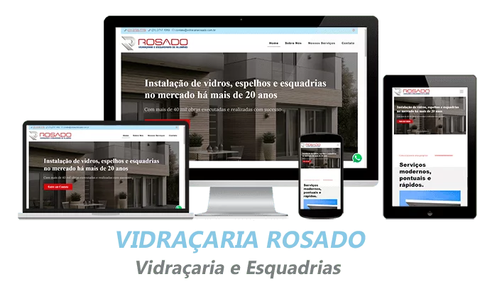 Site criado para a Vidraçaria Rosado, em Icaraí, Niterói