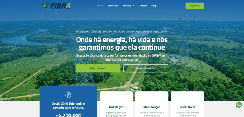 Desenvolvimento de site profissional e corporativo em São Paulo feito do zero - Case da agência Niterói Web Design para a empresa Fibra Energia