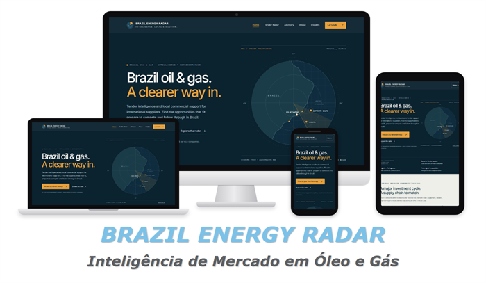 Site do Brazil Energy Radar, inteligência de mercado em óleo e gás no Rio de Janeiro, criado pela Niterói Web Design