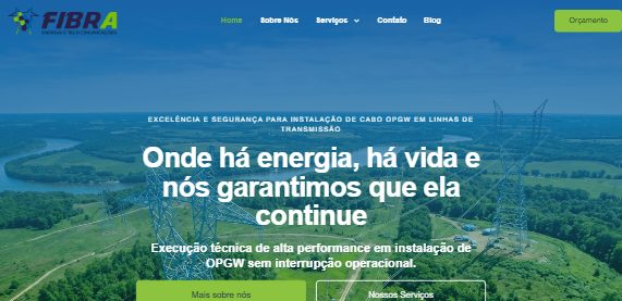 Site Fibra, Energia e Telecomunicações desenvolvido pela Niterói Web Design
