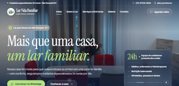 Site Lar Vida Familiar desenvolvido pela Niterói Web Design